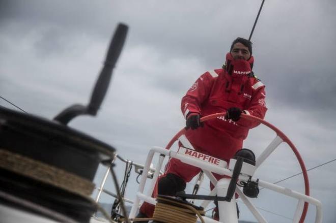 Onboard MAPFRE - It is cold and cloudy, Andre Fonseca, aka Bochecha, at the helm - Leg five to Itajai -  Volvo Ocean Race 2015 © Francisco Vignale/Mapfre/Volvo Ocean Race